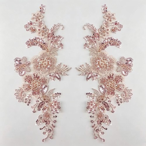 Mirror pair beaded floral - pair,