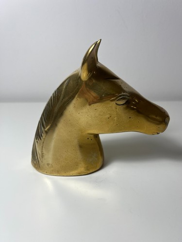 Vintage solid brass horse head - vintage,
