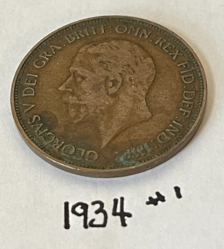 1934 king george one penny - george,