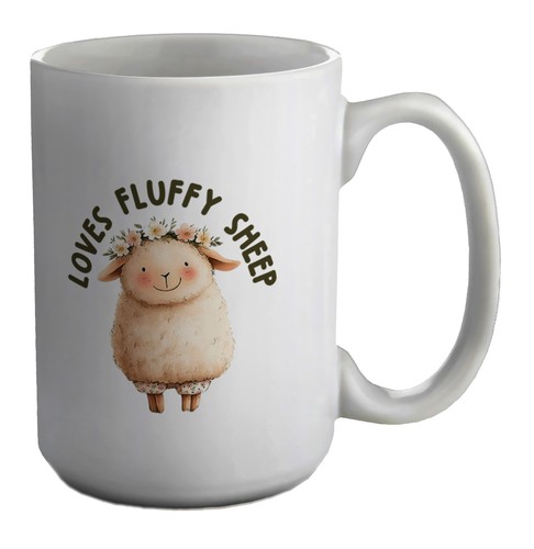 Loves fluffy sheep mug 15oz - loves,