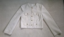 H&M Women's Off White/Cream Short Tweed Boucle Trophy Jacket Size XS Looks New