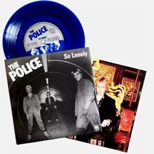 NM/NM The Police So Lonely + Lyric Card 7" Blue VINYL 45 Near Mint