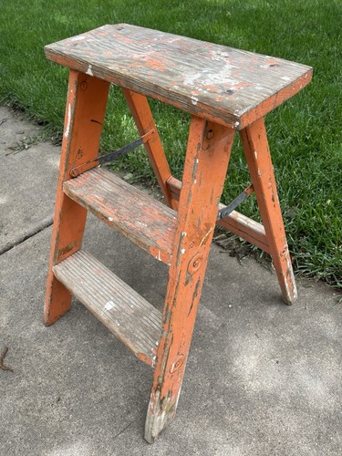 Vintage wood step ladder - vintage,