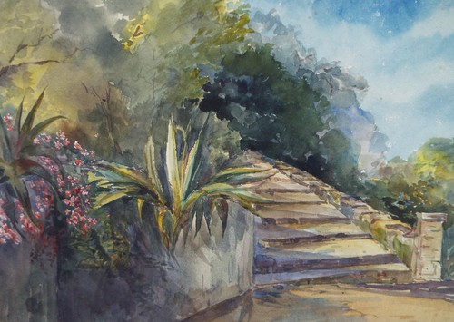 Original watercolour garden - watercolour,, 'garden