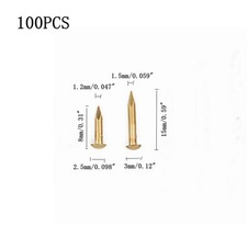100x 8x1.2mm Pure Copper Nails Solid Brass Panel Pins Nail Tack Round Head Gold
