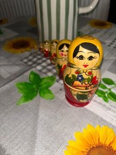 Russian Wooden Nesting Dolls Hand Painted Dolls 6 Piece