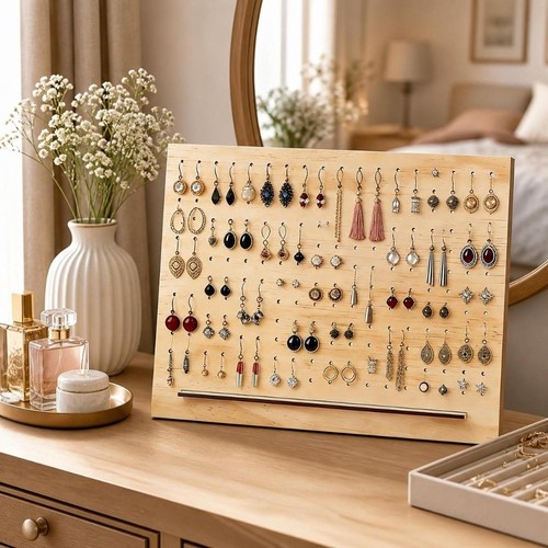 Retro wooden earring - wooden,