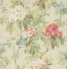 COLEFAX AND FOWLER CURTAIN FABRIC Mereworth 8.4 METRES 100% LINEN TOMATO/OLIVE