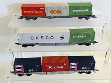 HO 1:87 Intermodal Container Wagons with 20ft & 40ft Containers x3