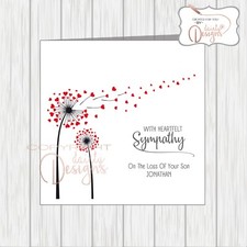 Personalised Sympathy Card Sorry For Your Loss Mum Gran Son Daughter Dad Auntie