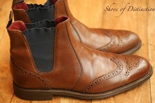 Loake Hoskins Brown Leather Brogue Chelsea Boots Shoes Mens UK 9 F US 10 EU 43