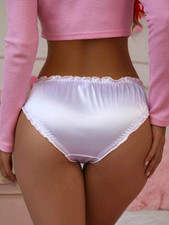 Womens Stretchy Satin High Gloss CD TV Knickers Briefs Underwear Panties XL 16