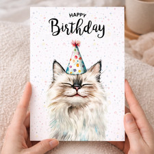Ragdoll Cat Birthday Card For