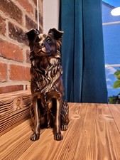 Border Collie Dog Ornament Figurine Vlakc With Hand Painted Gold,Home Decor Gift