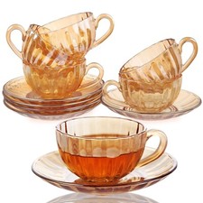 Glass Tea Cups and Saucers Set