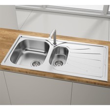 Liquida EUL15SS 1.5 Bowl Reversible Stainless Steel Kitchen Sink With Waste