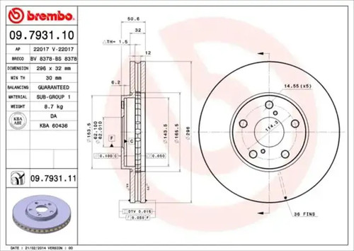 Brake disc internally - 2x,