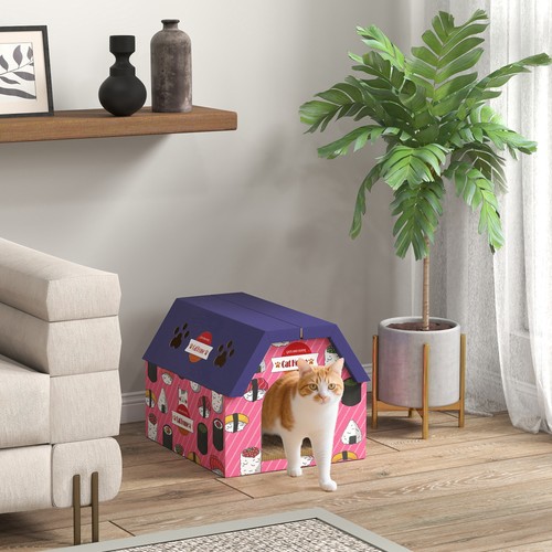 Cardboard cat house and - 2-in-1,