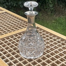mappin  & webb Crystal Hallmarked 1930’ Silver Neck Decanter