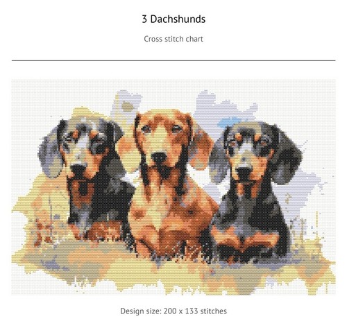 Printed dachshunds cross - printed, 3