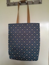 Handmade Blue Gold Print Tote Bag