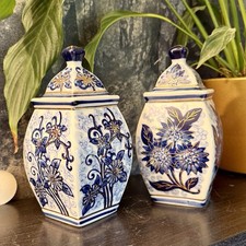 Pair 2 Vintage Ginger Jars