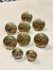 9 x WW2 era Civil Defence (CD) buttons JR Gaunt Ltd London 7 Large 2 Small