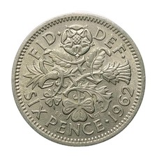 1962 UK Sixpence Coin –