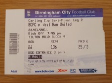 Birmingham City V West Ham Semi Final 2nd Leg Carling Cup 2011.