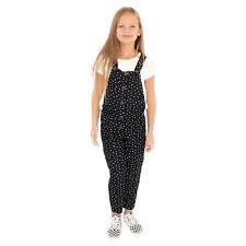 Next Girls Dungaree Black White Polka Dot Viscose Lightweight Jumpsuit Holiday