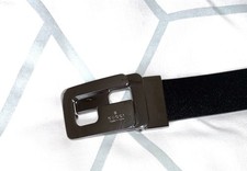 GUCCI BLACK 100% LEATHER BELT WITH SQUARE G BUCKLE GUCCI SIZE 46"