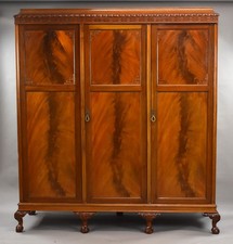 Edwardian Flame Mahogany Triple Wardrobe