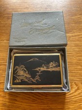 Vintage Black and Gold Clover Musical Compact boxed