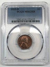 1925 D Lincoln Wheat Cent PCGS MS-62 RB