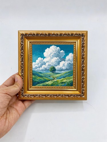 Lone tree green meadow sky - tree,