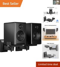 Sleek Dual Speaker Wall Mounts - Adjustable Bracket for Surround Sound, 2 Pack