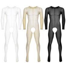 UK Men Bodysuit Sheer Mesh