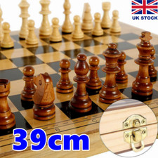 UK Large Chess Wooden Set Folding Chessboard Pieces Wood Board Family Home Toy-H