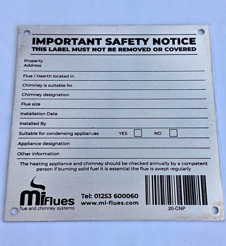 Chimney data plate - chimney,