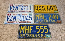Vintage American Number Plates Oregan And North Carolina USA Bundle