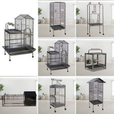 Large Bird Cage Rolling Parrot Cockatiel Parakeet Budgie Finch Canary Play Stand