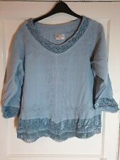 Holy Clothing Blue V-neck Top size 2x