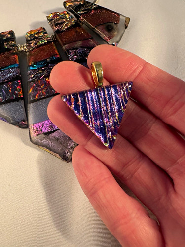 Dichroic fused glass triangle - fused,