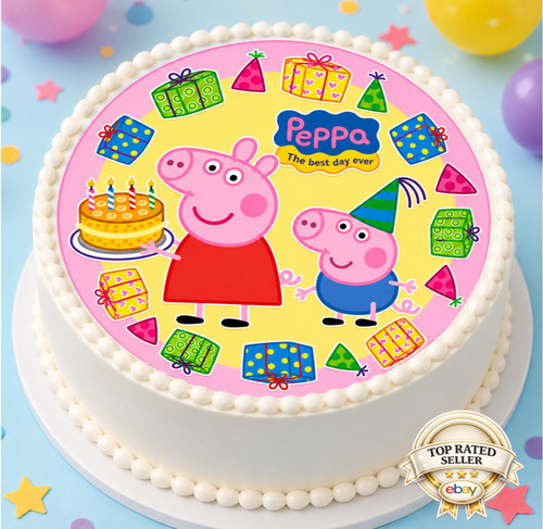 Peppa pig edible cake - cake, topper