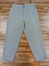 ET VOUS Dogtooth Check Trousers Size 14 Beige & Black Straight Leg