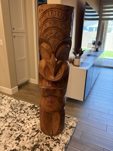 Hand carved wooden tiki - wooden, statue