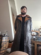 Vintage Style Leather Trench