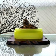 Antique Uranium Glass Lion