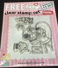 Cupcake girl envelope Good Friends eat Cake Polka Doodles clear stamp set