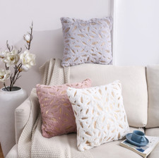 Luxury Soft Particle Velvet Feather Double Sided Cushion Covers Solid Sofa Decor